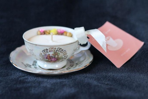 Bougie Tasse Romance nacré - Fleur de tiaré